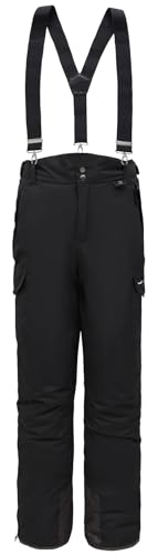 BenBoy Herren Skihose Gefüttert Warm Abnehmbaren Softshellhose Winddicht Wasserdicht Schneehose Hosenträgerhose mit Verstellbarer Träger Snowboardhose Outdoorhose Winter HXK7997M-Black2-M von BenBoy
