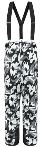 BenBoy Herren Skihose Gefüttert Warm Abnehmbaren Softshellhose Winddicht Wasserdicht Schneehose Hosenträgerhose mit Verstellbarer Träger Snowboardhose Outdoorhose Winter HXK7997M-Mehrfarbig-2XL von BenBoy