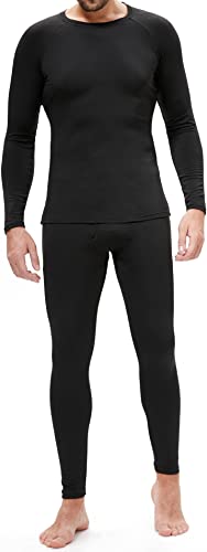 BenBoy Herren Thermounterwäsche Funktionsunterwäsche Set Atmungsaktiv Warme Skiunterwäsche Winter Thermowäsche Lange Thermo Unterwäsche für Skifahren Laufen Wandern,QY7047M-Black-S von BenBoy