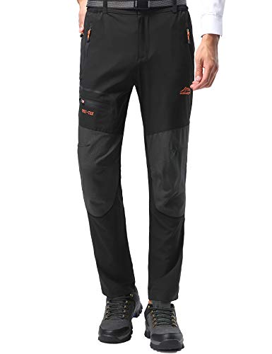 BenBoy Herren Wanderhose Schnell Trocknende Outdoorhose Wasserdicht Winddicht Trekkinghose Camping Atmungsaktiv Funktionshose Mit Gürtel,KZ1737M-Black1-S von BenBoy