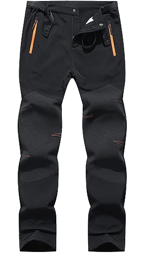 BenBoy Herren Wanderhose Wasserdicht Skihose Softshellhose Winddicht Outdoorhose Winter Warm Gefüttert Trekkinghose Snowboardhose KZ3028M-Black-S von BenBoy