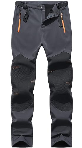 BenBoy Herren Wanderhose Wasserdicht Skihose Softshellhose Winddicht Outdoorhose Winter Warm Gefüttert Trekkinghose Snowboardhose KZ3028M-Gray-2XL von BenBoy