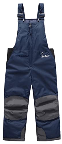 BenBoy Kinder Skihose Schneehose Wasserdicht Softshellhose Gefüttert Warm Hosenträgerhose Latzhose Winddicht Outdoorhose Winter Jungen Mädchen Snowboardhose HXK7112-Blue-86 von BenBoy