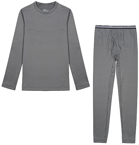 BenBoy Thermounterwäsche Set Skiunterwäsche Kinder Thermounter wäsche Warme Sportunterwäsche Atmungsaktiv Winter Jungen Thermount Funktionsunterwäsche für Skifahren Fussball QY28049M-Grey-L von BenBoy