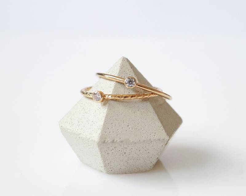 Gold Filled Zirkonia Ring Eleganter Stapelring Minimalistisch Filigran Layering-Look Stack-Ring Kombinationsring Gold Geschenk Freundin Gold Filled Zirkonia Ring Eleganter Stapelring Minimalistisch Filigran Layering-Look Stack-Ring Kombinationsring Gold Geschenk Freundin von BenSchumacherShop