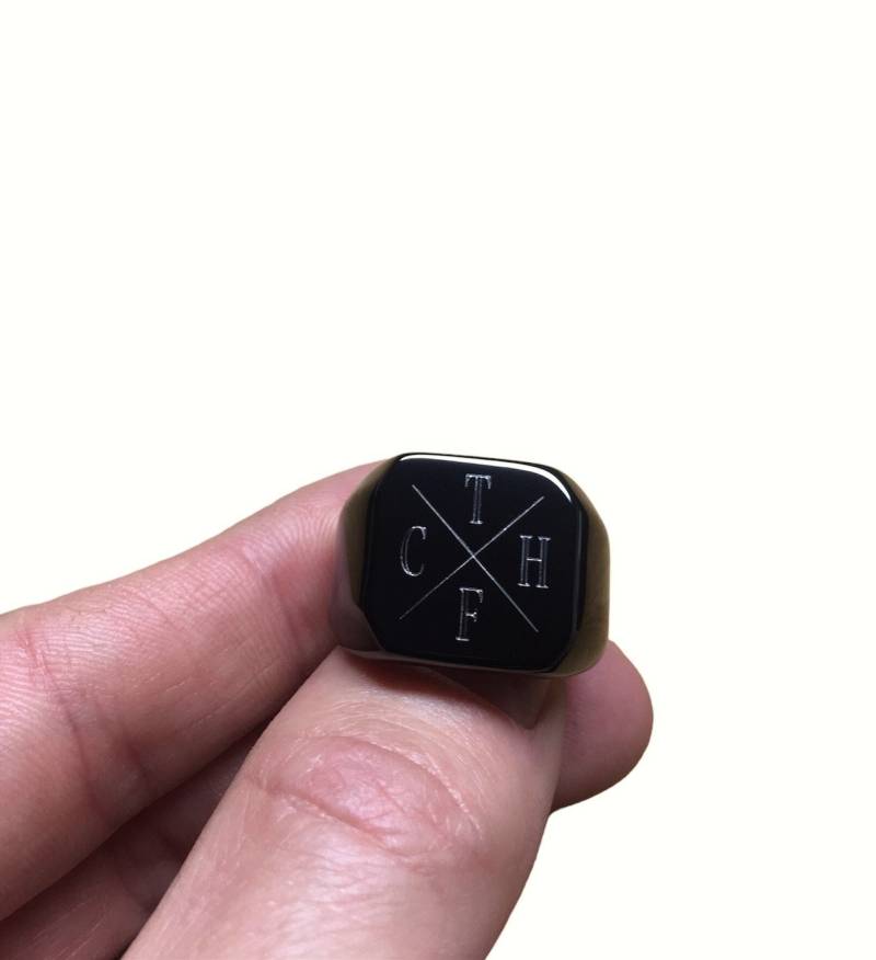 Gravur Siegelring Männer Schwarz Statement Herren Ring Personalisierbar Familienring Individualisierbar Vintage Geschenk Freund Gravurring von BenSchumacherShop