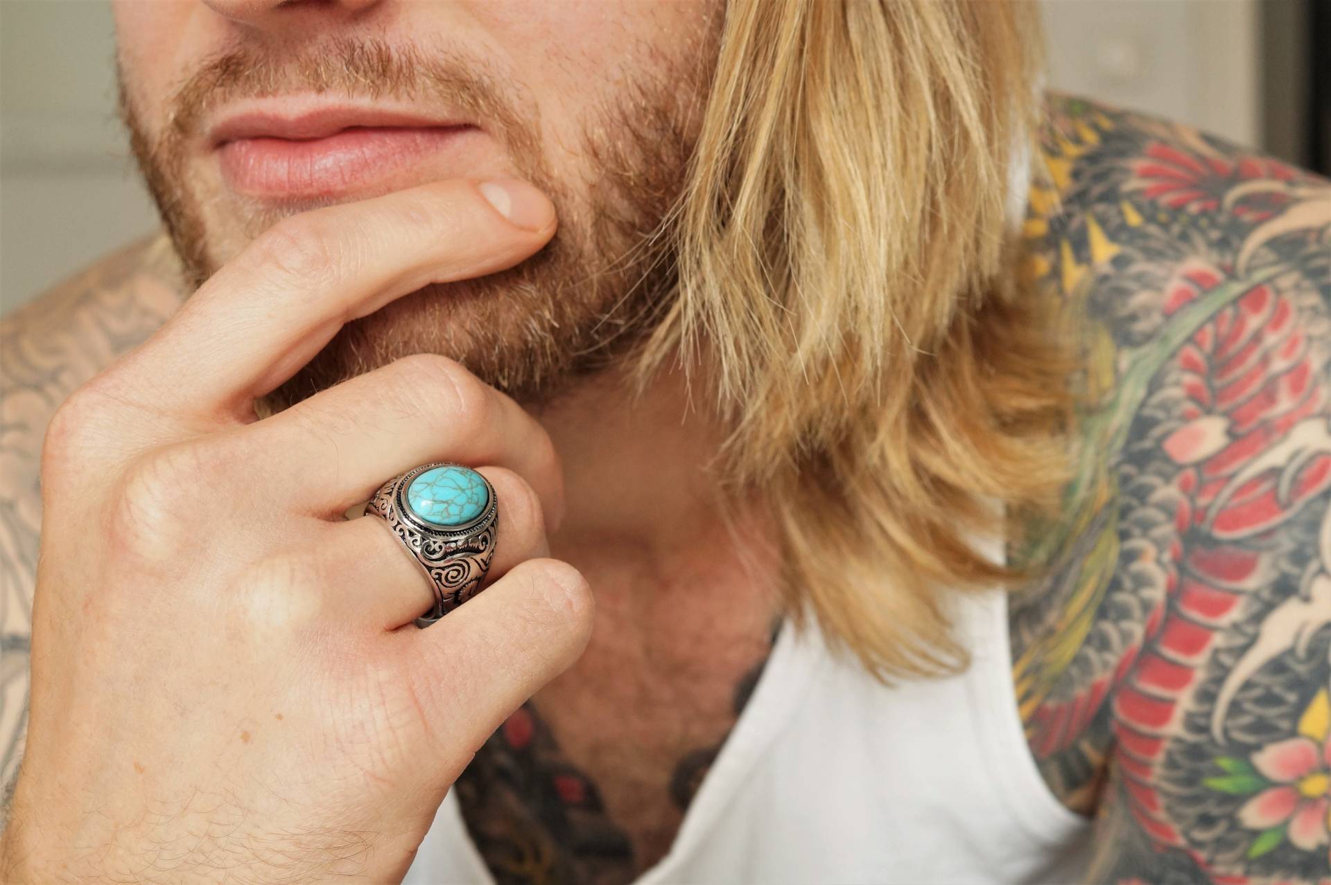 Howlith Ring Vintage Herrenring Statement Antik Look Geburtsstein Schütze Edelstahl Jugendstil Geschenk Unisex Howlith Ring Vintage Herrenring Statement Antik Look Geburtsstein Schütze Edelstahl Jugendstil Geschenk Unisex von BenSchumacherShop