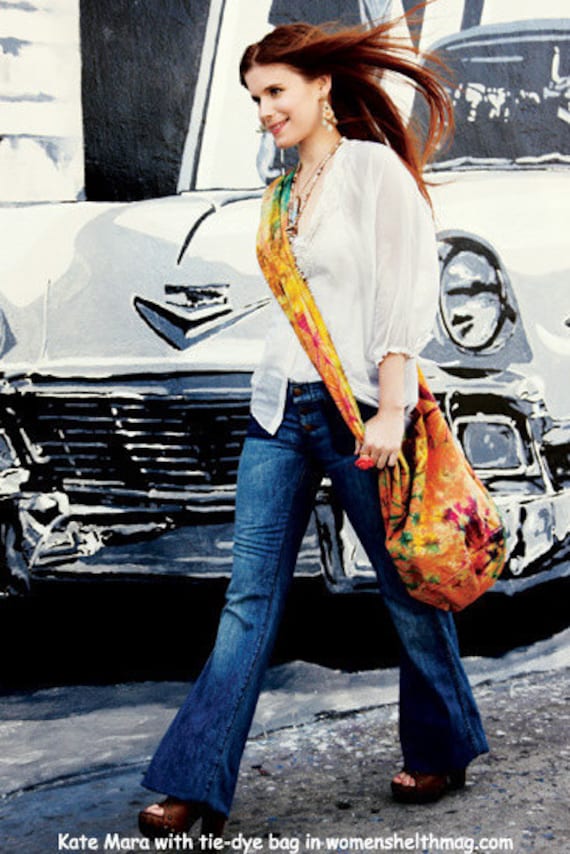 Pink Heart Batik Sling Bag Geldbörse Hobo Hippie Messenger Crossbody Classic Oak Xl Top Zip Vz18 von BenThaiProducts