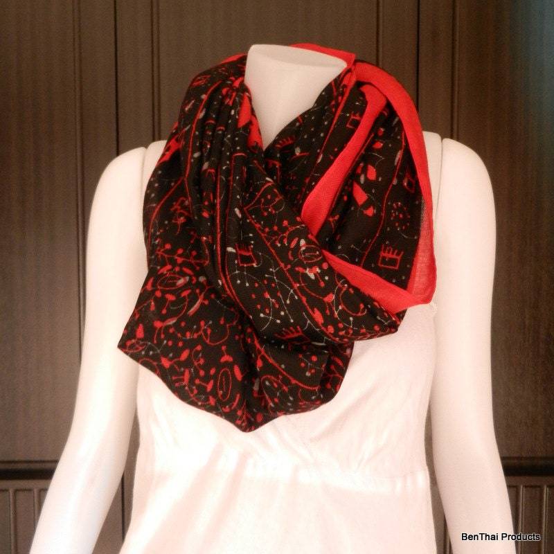 Weiche Baumwolle Schal Elephant Parade Drucken Infinity Roter Langer Wickeln Frauen Urlaub Modeaccessoires Weiche Baumwolle Schal Elephant Parade Drucken Infinity Roter Langer Wickeln Frauen Urlaub Modeaccessoires von BenThaiProducts