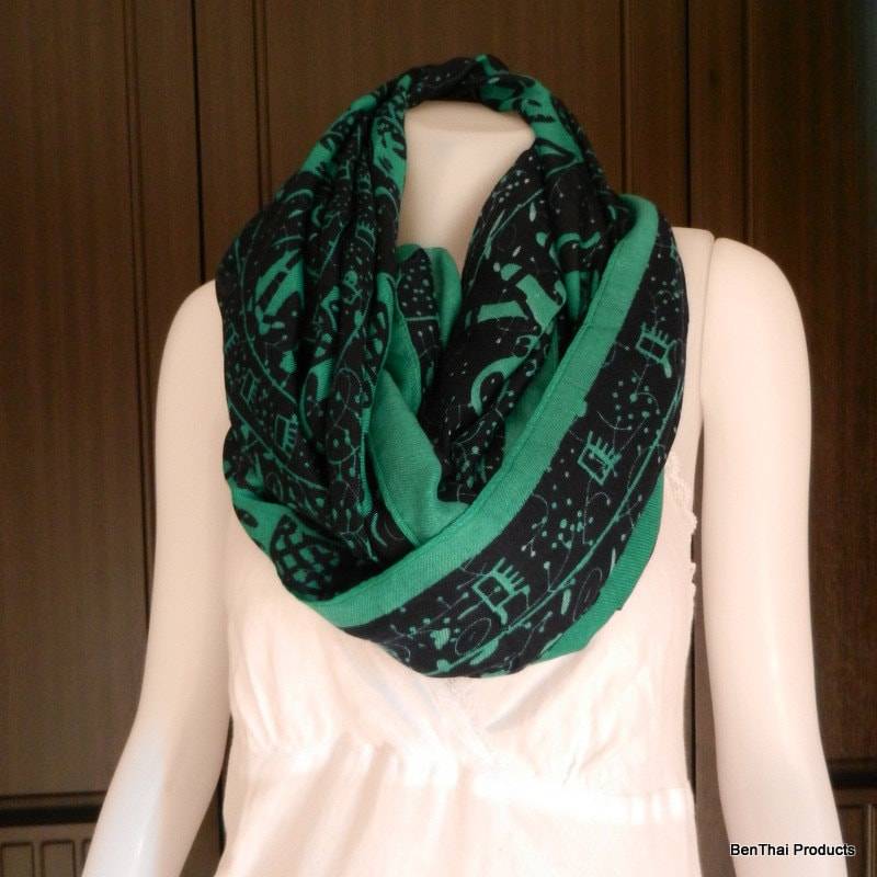 Weiche Baumwolle Schal Elephant Parade Print Grün Langer Wickeln Frauen Urlaub Mode-Accessoires von BenThaiProducts