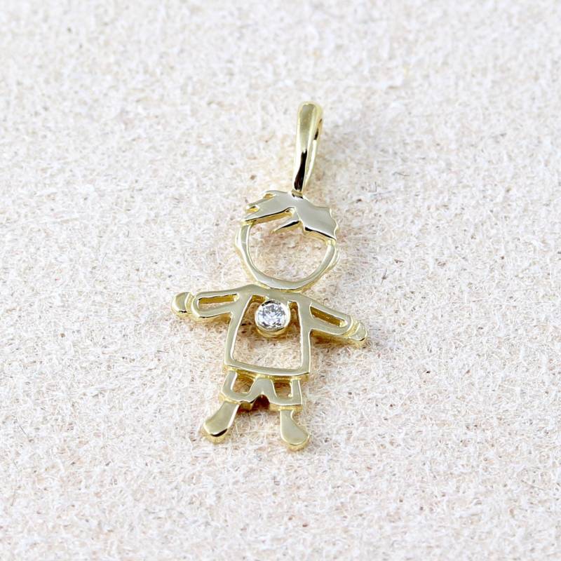 14K Gold Baby Boy Anhänger Diamant Akzent, Neue Mutter Geschenk von Benati