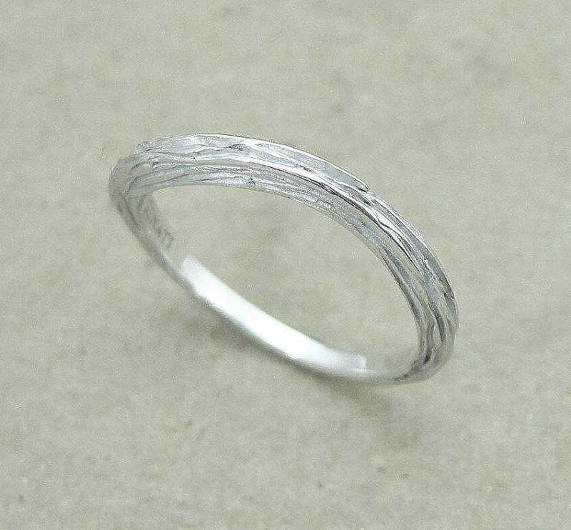 14K Weißgold Rindenzweig Ehering Natur Inspirierter Ring von Benati