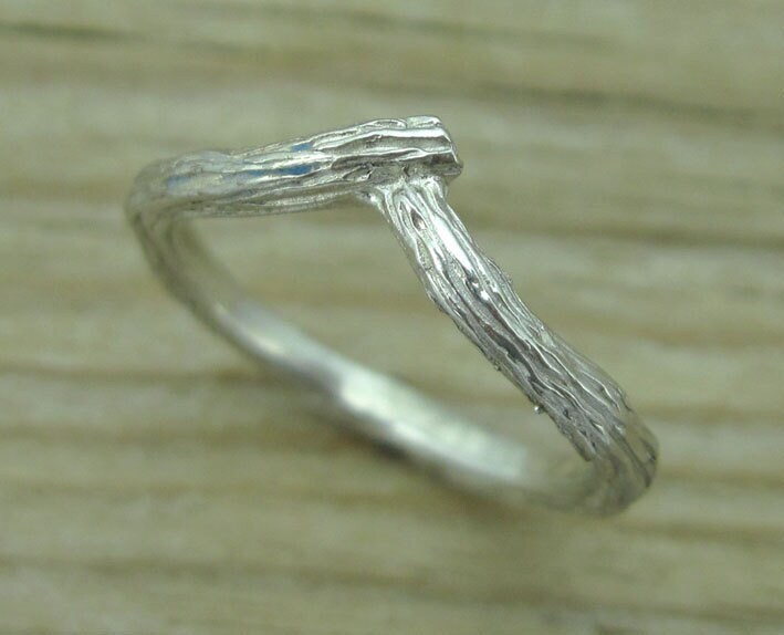 sterling Silber Bark Ehering Natürlicher Chevron Ring von Benati