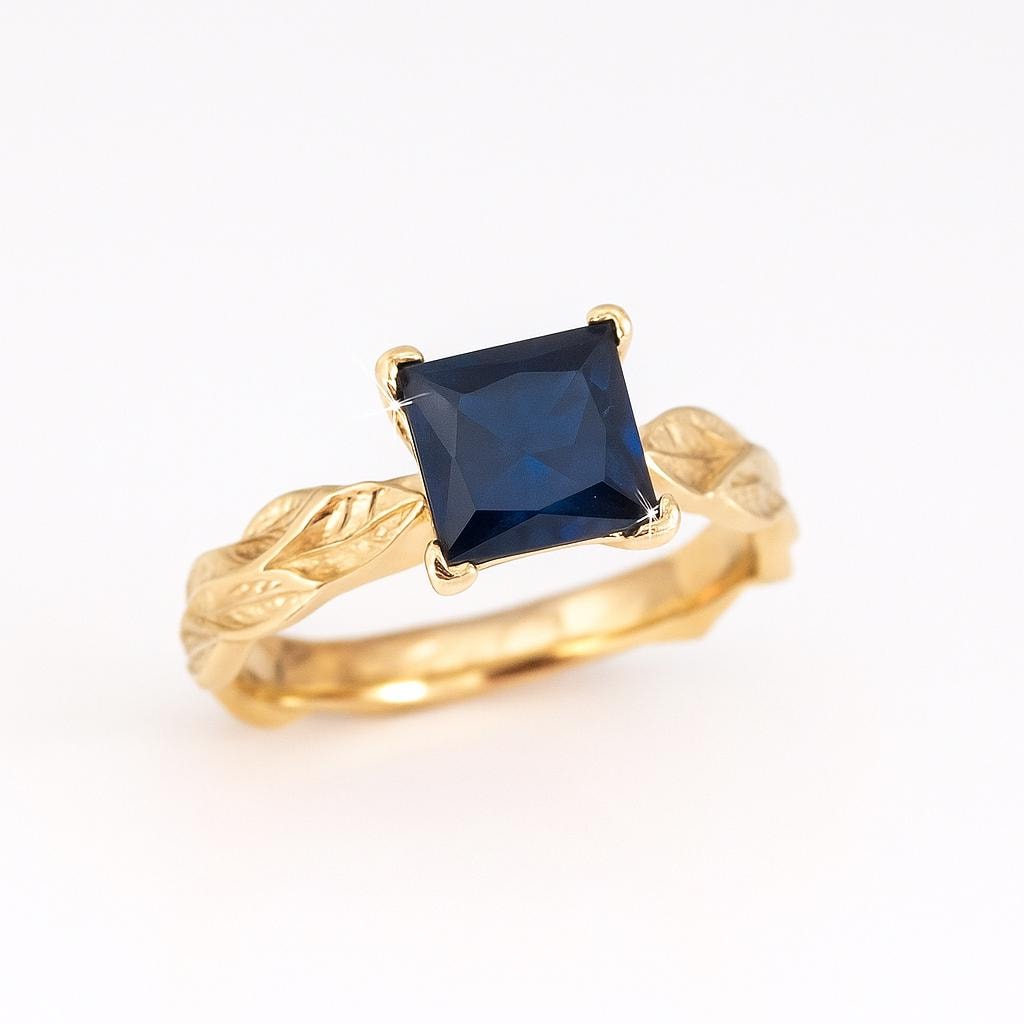 Blatt Verlobungsring, Saphir Rosegold Ring, Wald Blätter Ring Blatt Verlobungsring, Saphir Rosegold Ring, Wald Blätter Ring von Benati
