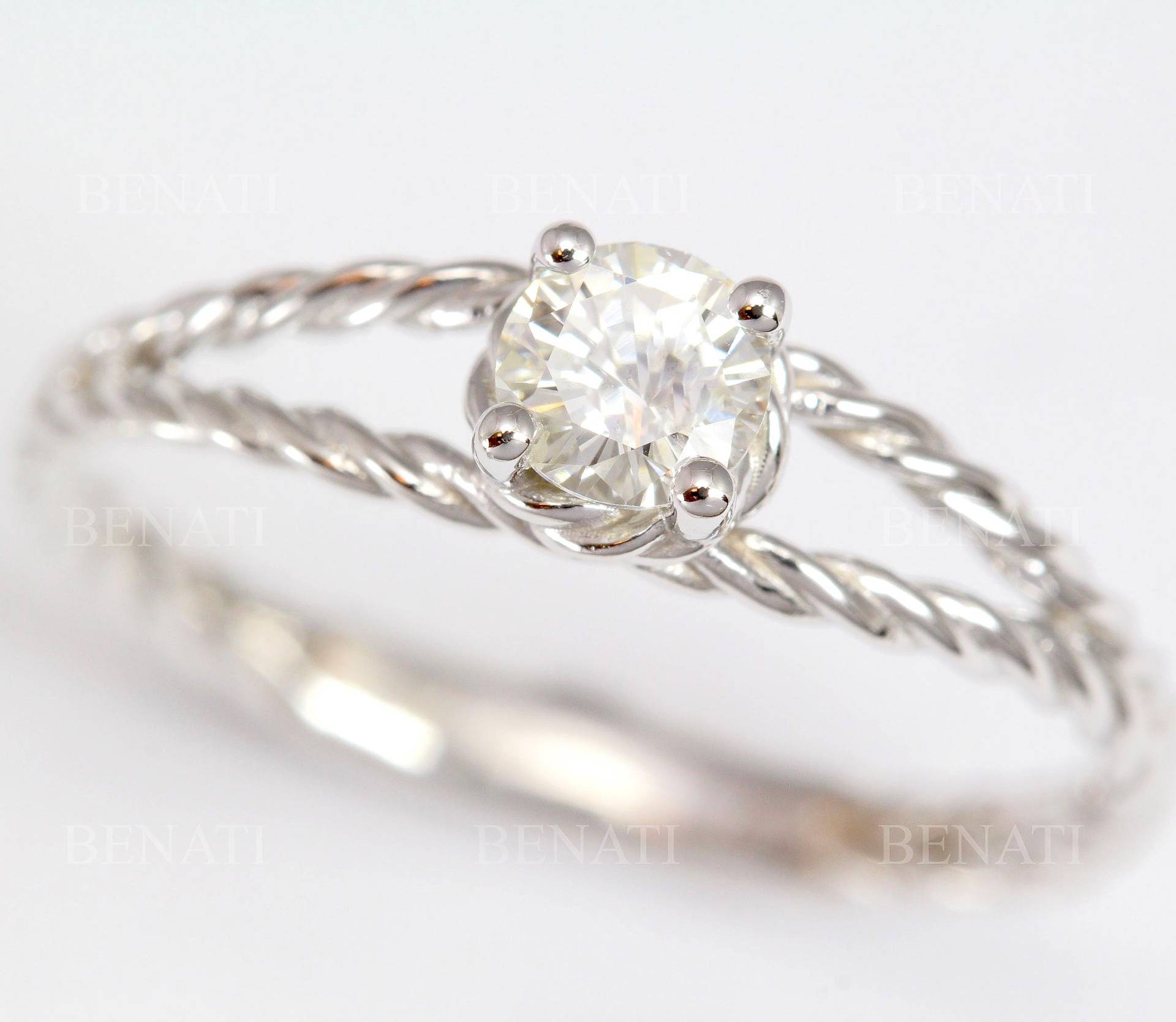 Diamant Verlobungsring, Versprechen Ring, Lab Weißgold Twisted Rope Verlobungsring Diamant Verlobungsring, Versprechen Ring, Lab Weißgold Twisted Rope Verlobungsring von Benati