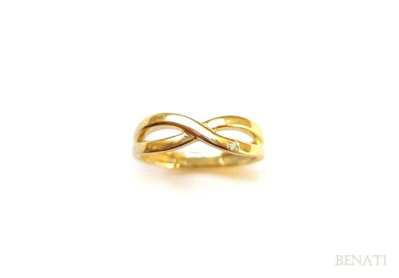 Gelbgold Infinity Knot Ring Mit Diamant Versprechen Ehering von Benati
