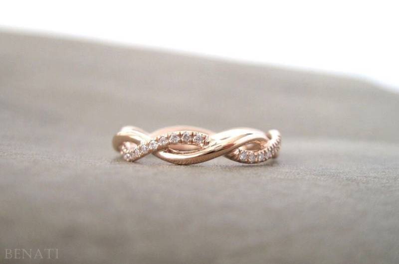 Rosegold Diamant Unendlichkeit Ehering Geflochtenes Seilband von Benati