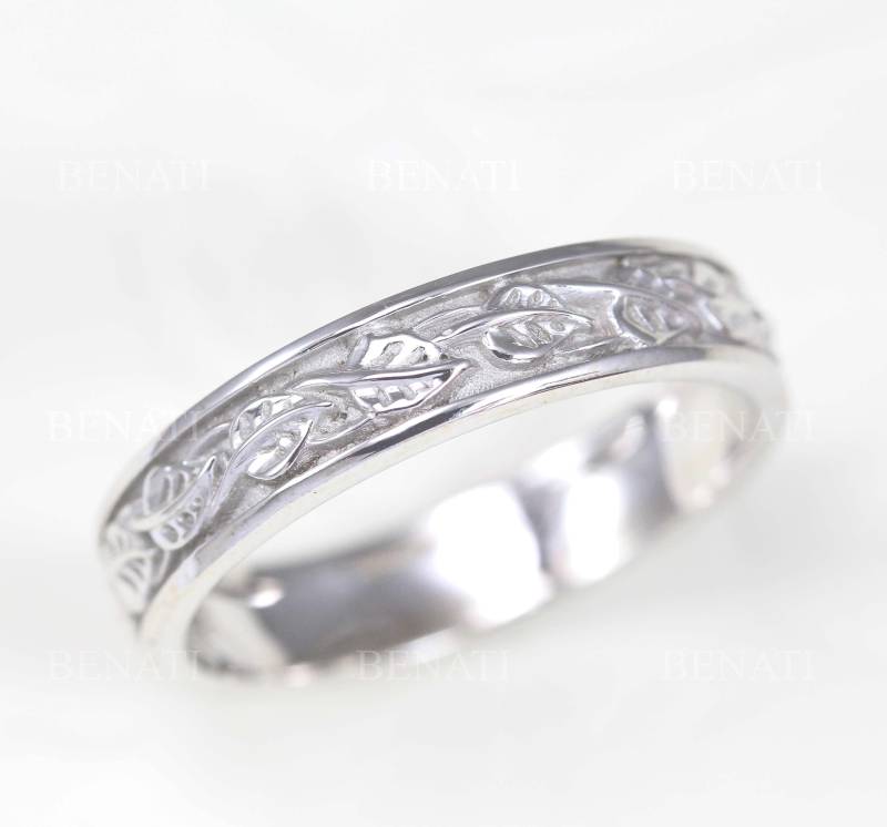 Ehering Elfenblatt 585Er Weißgold-Naturring, 4.5 Mm von BenatiBridal