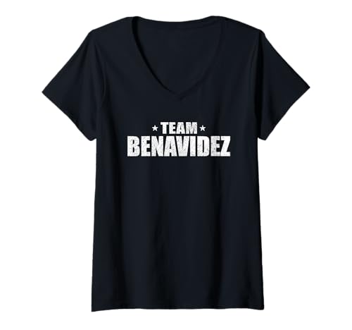 Damen Benavidez Nachname Team Kostüm Retro Hispanic Spanische Familie T-Shirt mit V-Ausschnitt Damen Benavidez Nachname Team Kostüm Retro Hispanic Spanische Familie T-Shirt mit V-Ausschnitt von Benavidez Family Last Name Retro Family Team