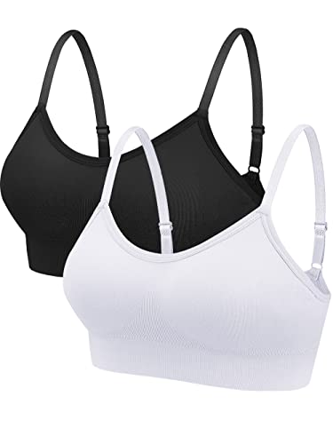 2er Pack Damen BHS ohne Bügel Kabelloser Sport BH Gepolstert Bralette Nahtloser BH Camisole Tanktop Mädchen (M) von Bencailor