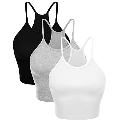 3 Stück Frauen Sport BH Workout Crop Tops Stützend Gepolstert Tank Tops Crop Sport BHs Laufen Tank Bra für Frauen, Schwarz, Weiß, Grau, small von Bencailor