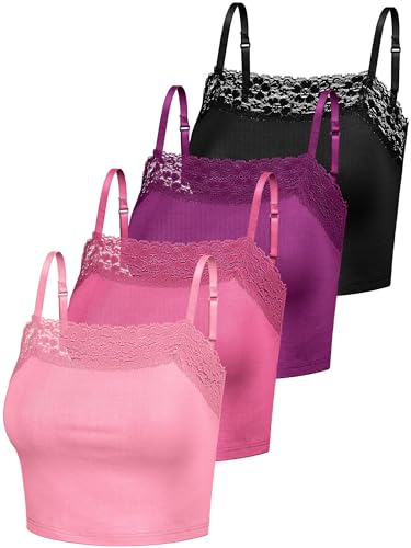 Bencailor Spitzenmieder-Bralette für Damen, Spaghettiträger, bauchfreies Top, Bandeau, 4 Stück, X-Groß von Bencailor