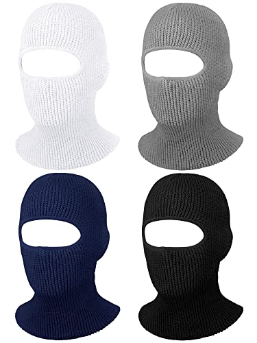 4er Pack 1 Loch Sturmmasken Gestrickte Vollgesichtsabdeckung Winter Gestrickte Sturmhauben Thermisch Skimasken Gesichtsabdeckung für Männer Damen Winter Draußen Sport (Schwarz, Weiß, Marineblau, Grau) von Bencailor