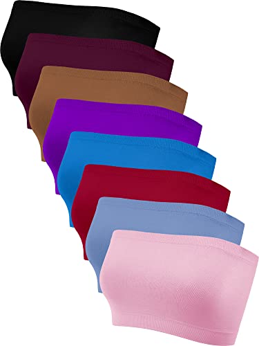 8 Stück Bandeau BHS für Damen, Trägerlose BHS Ungepolsterte Bandeau Tops Dehnbare Nahtlose Bralette (as3, Alpha, xx_l, Regular, Regular, Stilvolle Farben) von Bencailor