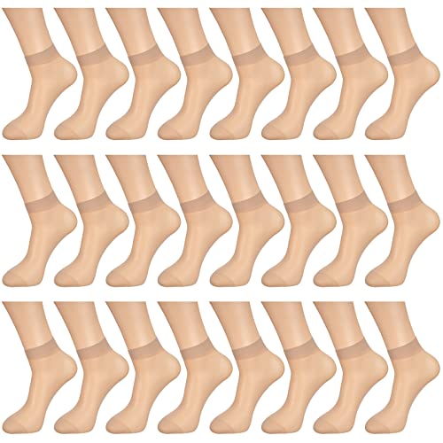 Bencailor 24 Paar Frauen Durchsichtige Söckchen Dünne Transparente Nylon Socken für Damen Mädchen (Nackte Farbe) von Bencailor