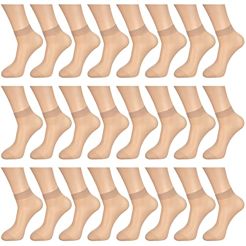 Bencailor 24 Paar Frauen Durchsichtige Söckchen Dünne Transparente Nylon Socken für Damen Mädchen (Nackte Farbe) von Bencailor