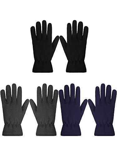 Bencailor 3 Paar Winter Fleece Handschuhe Ski Weiche Thermo Fäustlinge mit Elastischem Bündchen (Schwarz, Grau, Marineblau, M) von Bencailor