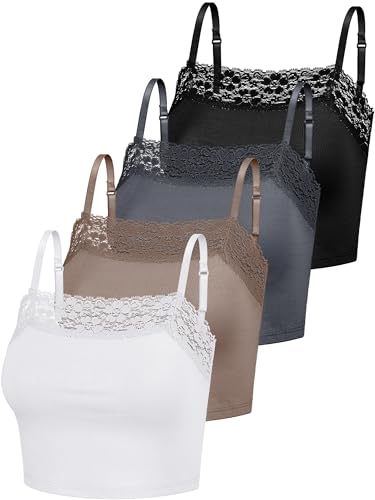 Bencailor Spitzenmieder-Bralette für Damen, Spaghettiträger, bauchfreies Top, Bandeau, 4 Stück, Groß von Bencailor