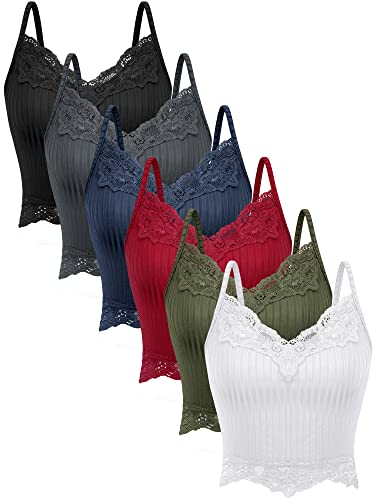 Bencailor 6 Stück Fairy Grunge Y2K Tops, Spitze Patchwork Crop Tops Geripptes Strick-Cami Tank Top Y2K Kleidung für Frauen Mädchen, Wie abgebildet., Klein von Bencailor