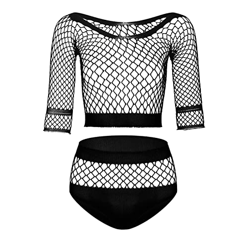 Bencailor Damen Dessous Sets Durchsichtige Weste Aushöhlen Top und Shorts Unterwäsche Dessous Set für Nachtwäsche Nachthemd (Stilvoller Stil) von Bencailor