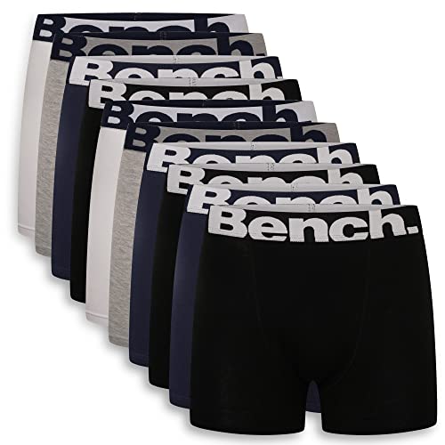 Bench,Herren Everyday Essentials Multipack atmungsaktive Baumwoll-Boxershorts, klassische Passform, 7, 9 und 10er-Pack, Freizeithose, Unterwäsche-Geschenkset, S, M, L, XL, XXL,10 Stück,sortiert von Bench