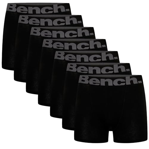 Bench,Herren Everyday Essentials Multipack atmungsaktive Baumwoll-Boxershorts, klassische Passform, 7, 9 und 10er-Pack, Freizeithose, Unterwäsche-Geschenkset, S, M, L, XL, XXL,7er Pack,schwarz von Bench