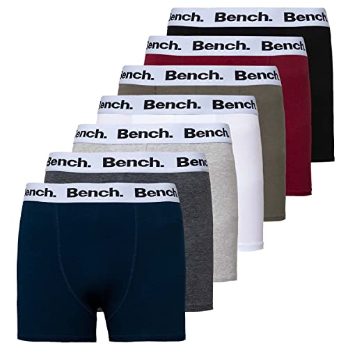 Bench,Herren Everyday Essentials Multipack atmungsaktive Baumwoll-Boxershorts, klassische Passform, 7, 9 und 10er-Pack, Freizeithose, Unterwäsche-Geschenkset, S, M, L, XL, XXL,7er Pack,sortiert von Bench