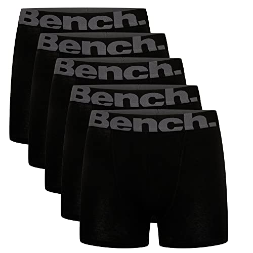 Bench,Herren Everyday Multipack Essentials Atmungsaktive Stretchy Weiche Baumwolle Rich Trunks, Classic Fit 5er-Pack Boxer Jersey Shorts, Unterwäsche Geschenkset, S, M, L, XL, XXL, Nahtteer,schwarz von Bench