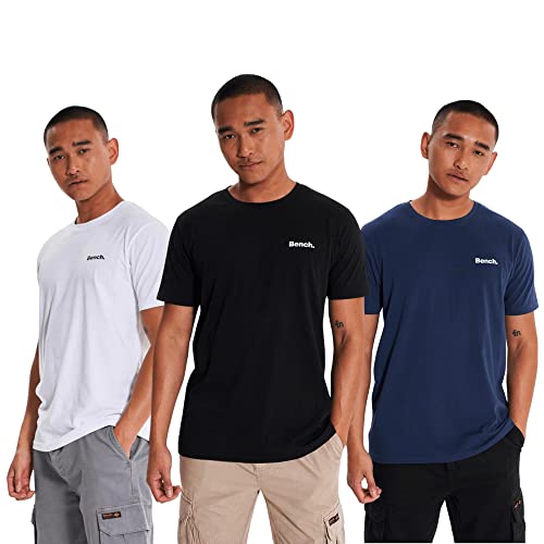 Bench - Herren Everyday Essentials Multipack Lounge Rundhalsausschnitt T-Shirt Set – 3er, 5er oder 10er Pack kurzärmelige Classic Fit T-Shirts in verschiedenen Farben, Danny, 3 Stück, sortiert, S von Bench