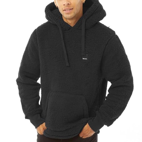Bench Herren Jerry Borg Pullover Teddybär Fleece Kapuzen-Sweatshirt Hoody Hoodie, Schwarz , L von Bench