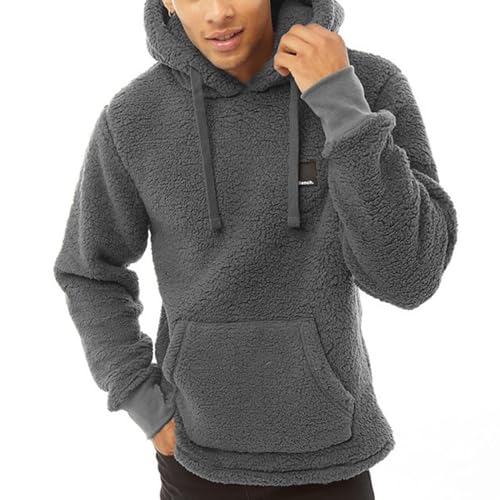 Bench Herren Jerry Borg Pullover Teddybär Fleece Kapuzen-Sweatshirt Hoody Hoodie, anthrazit, L von Bench