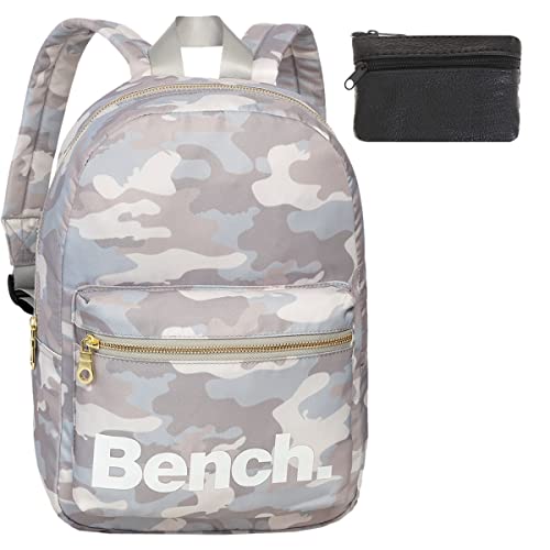 Bench Rucksack Damen klein small Daypack Handtasche Damenrucksack Freizeitrucksack Mädchen backpack 64158 +e (Camo Grau 2820) von Bench