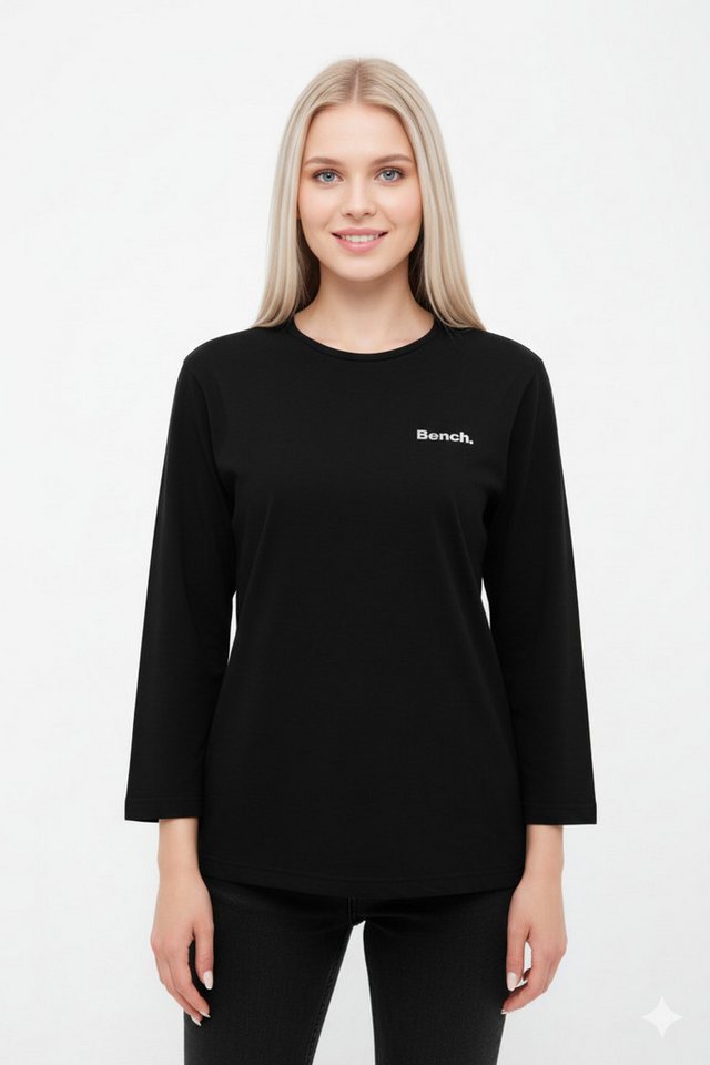Bench. 3/4-Arm-Shirt ROMILEY tailliertes Basic mit 3/4 Arm und Logoprint im Metallic-Holo Stil von Bench.