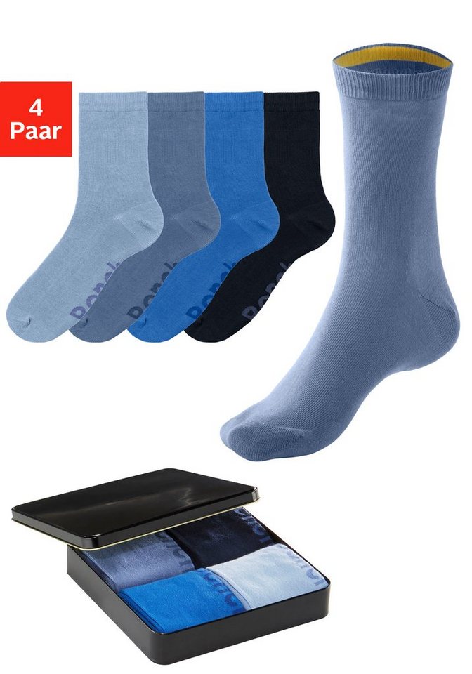 Bench. Basicsocken (Dose, 4-Paar) mit farbigen Innenbündchen von Bench.