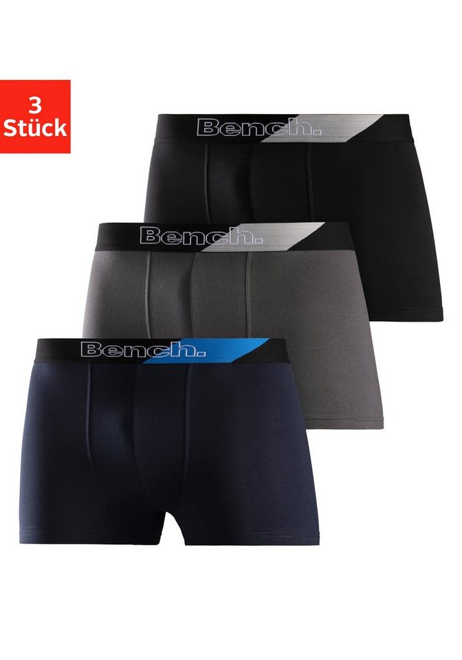Bench. Boxer Boxershorts für Herren (Packung, 3-St) Unterhosen mit modischem Streifen im Webbund von Bench.