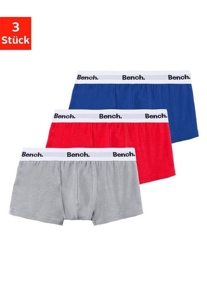 Bench. Boxer Boxershorts für Jungen (Packung, 3-St) mit weißem Bund mit Bench Schriftzug von Bench.