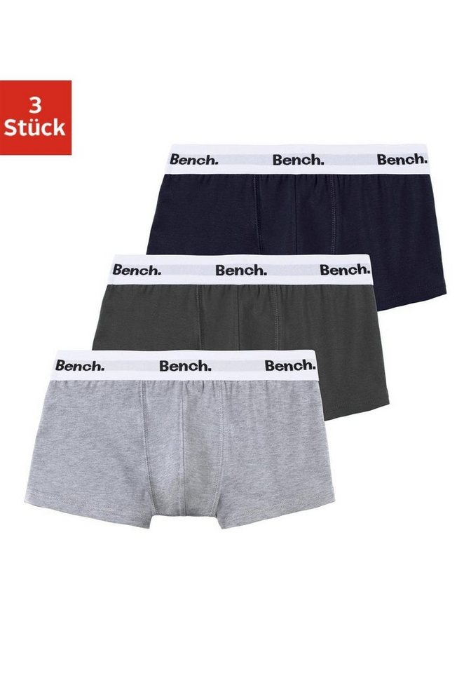 Bench. Boxer Boxershorts für Jungen (Packung, 3-St) mit weißem Bund mit Bench Schriftzug von Bench.
