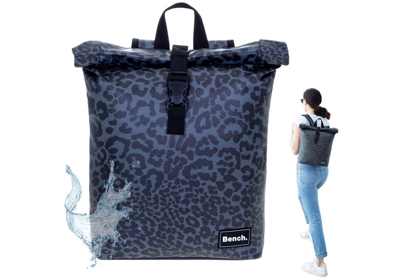 Bench. Freizeitrucksack Rucksack Damen Hydro Compact aus Plane wetterfest Outdoor, kleines Laptop Fach Daypack Büro Freizeit 64222 + Etui von Bench.
