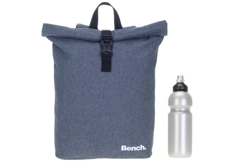 Bench. Freizeitrucksack Rucksack Damen Roll-Top Medium Größe A4 Tasche, Laptop Fach Daypack Büro Freizeit Tasche 64223 + Flasche von Bench.