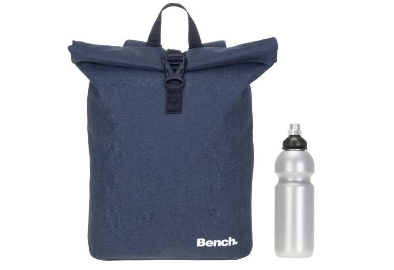 Bench. Freizeitrucksack Rucksack Damen Roll-Top Medium Größe A4 Tasche, Laptop Fach Daypack Büro Freizeit Tasche 64223 + Flasche von Bench.